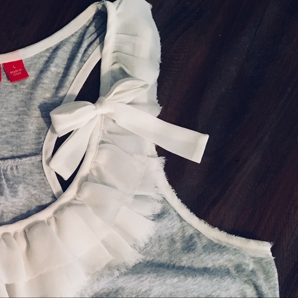 Cream & Gray Ruffle Racerback Tank - Picture 4 of 6